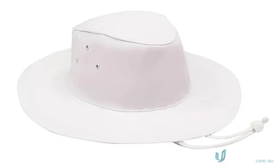 White wide-brimmed sun hat from Poly Cotton Slouch Hat perfect for uniforms or workwear