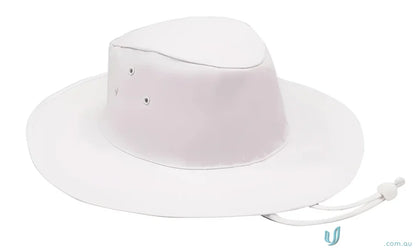 White wide-brimmed sun hat from Poly Cotton Slouch Hat perfect for uniforms or workwear