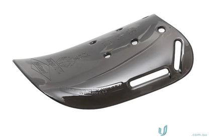 Black plastic shin guard for secure protection, perfect for workwear and uniforms products