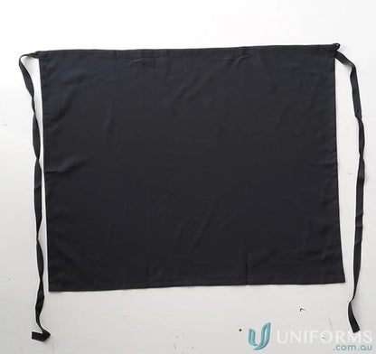 Black polyester waist apron with ties, perfect for uniforms and work apron needs