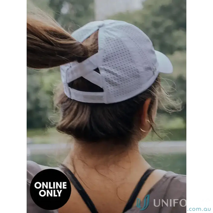 Ponytail Active Cap with unique ponytail opening and inbuilt cotton sweatband