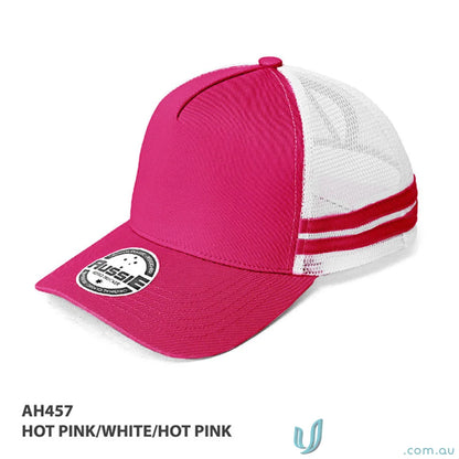 Hot pink and white Trucker Cap perfect for workwear or uniforms at Ponytail Cap