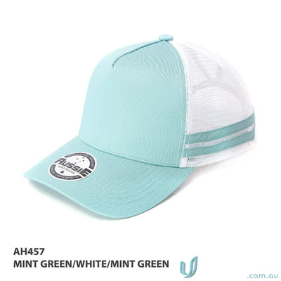 Mint green and white trucker hat perfect for work uniforms or casual uniforms