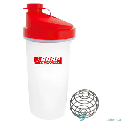 Red-lidded shaker cup with metal mixing ball from Power 700ml Shaker Cup for workouts
