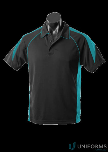 Black and teal Premier Polo shirt made from comfy fabric, perfect for uniforms or workwear
