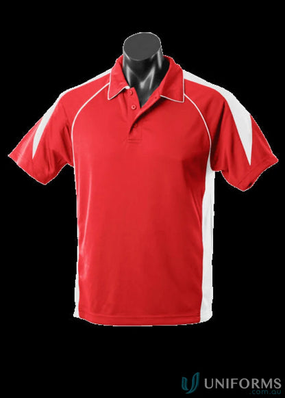 Red and white Premier Polo shirt made with quality fabric, great for uniforms or workwear