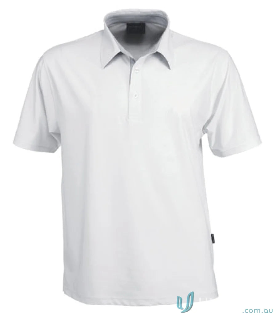 White short-sleeved polo shirt from Premium Argent Polo, perfect for uniforms or workwear