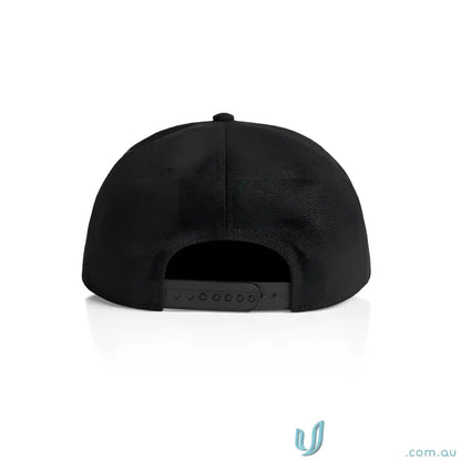 Black stock canvas cap with flat brim and tonal under-peak lining for men