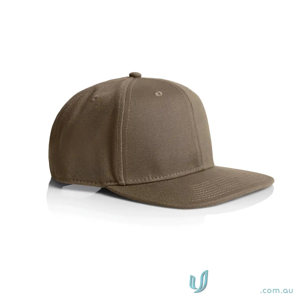 Solid brown stock canvas cap with tonal under-peak lining and flat brim