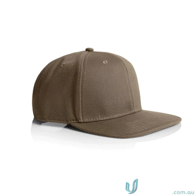 Solid brown stock canvas cap with tonal under-peak lining and flat brim