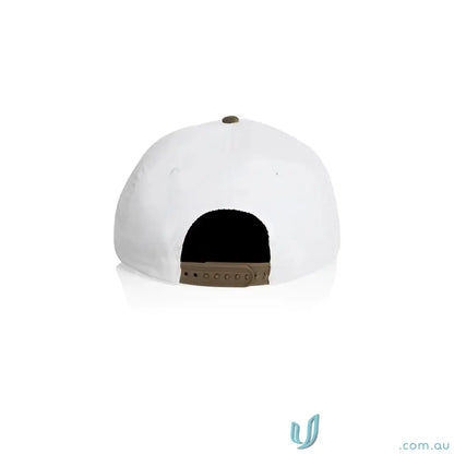 White cotton 16-wale partridge cord cap with brown adjustable strap for a stylish look