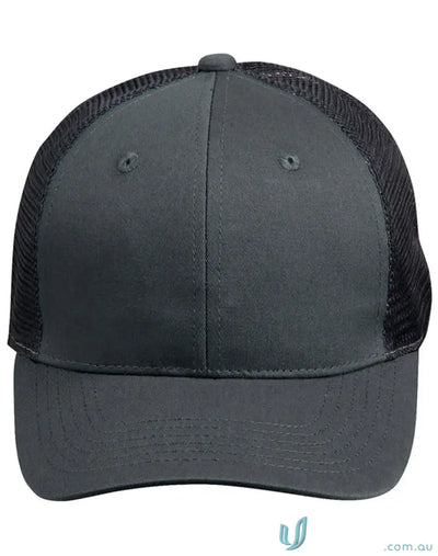 Gray and black cotton trucker cap from Winning Spirit Premium ch89 Premium Cotton collection