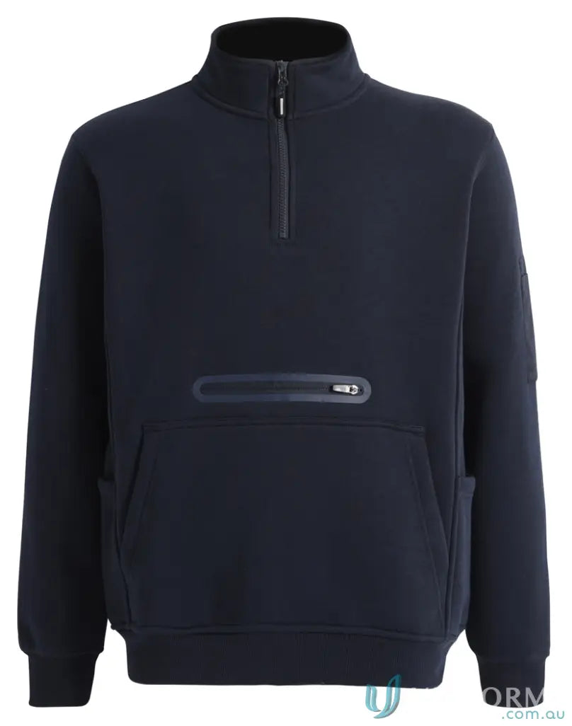 Navy blue premium fleece half zip sweatshirt for handle tough jobs in style