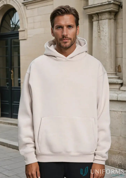 Beige oversized fleece hoodie sweatshirt from Premium Fleece Oversized Hoodie collection