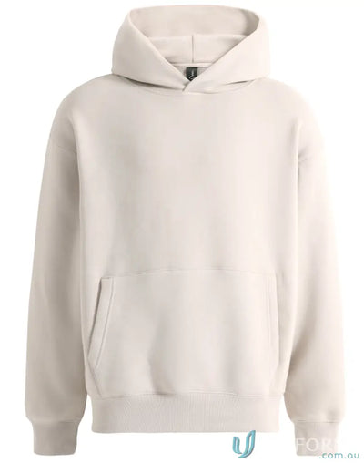 Beige oversized fleece hoodie with hood, comfy and perfect for casual wear