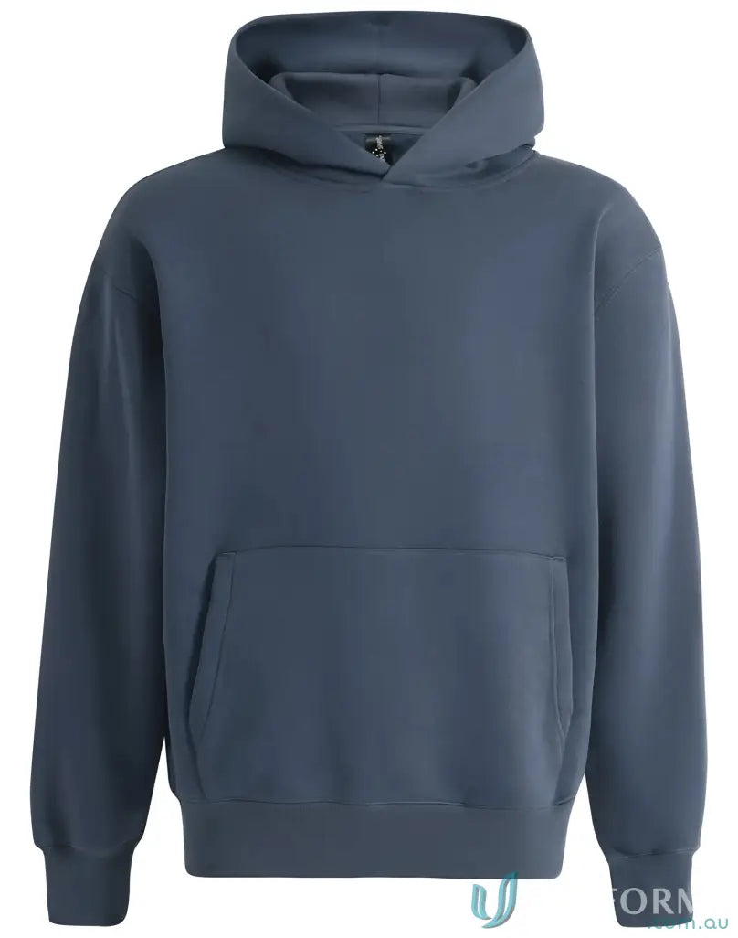 Blue fleece hoodie CVC made from recycled polyester premium fleece in oversized fit