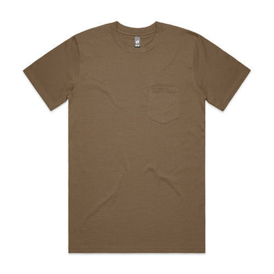 Premium heavyweight cotton pocket tee, solid brown with chest pocket