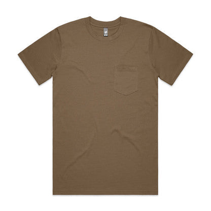 Olive green t-shirt with chest pocket and crew neck.
