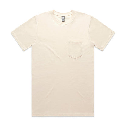 Cream pocket t-shirt with a crew neck and short sleeves.