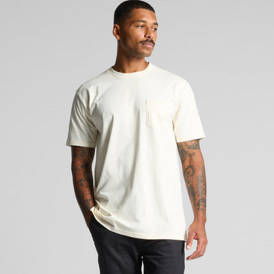 Premium heavyweight cotton pocket tee in cream relaxed fit