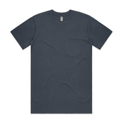 Charcoal gray pocket t-shirt with a crew neck and short sleeves, made of cotton.