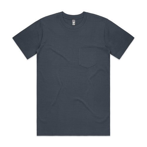 Charcoal gray pocket t-shirt with a crew neck and short sleeves, made of cotton.