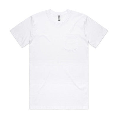 Premium heavyweight cotton pocket tee, white short-sleeved with chest pocket