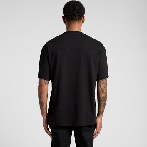 Black short-sleeved t-shirt with a crew neck and ribbed cuffs, made of cotton.