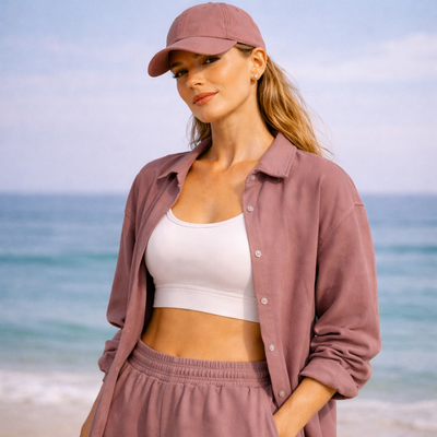Premium low-profile mauve cotton access cap with adjustable metal clasp