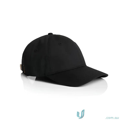 Black cotton baseball cap with adjustable metal clasp for a perfect fit