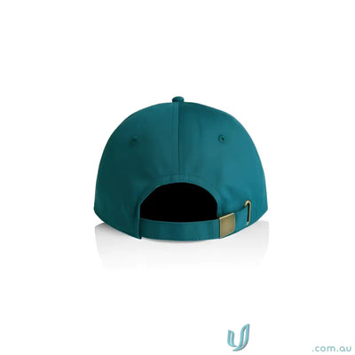 Teal Cotton Cap with Adjustable Metal Clasp and Low-Profile Six-Panel Design