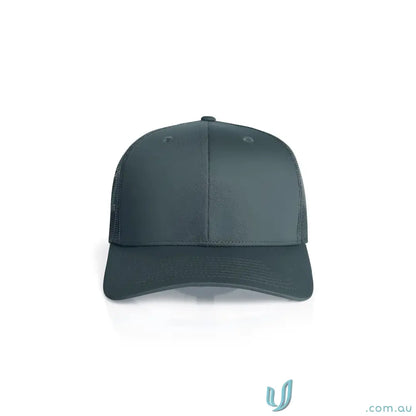 Premium mesh trucker cap made of recycled polyester with a shallow curved brim