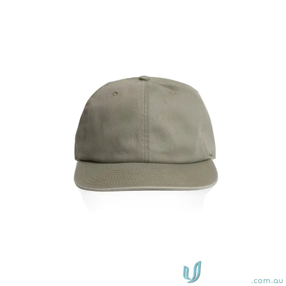 Light olive green baseball cap with flat peak, metal clasp, and tonal under-peak lining