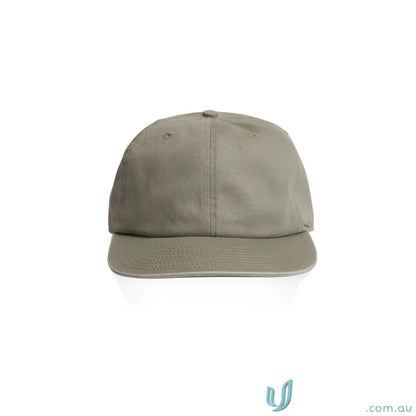 Light olive green baseball cap with flat peak, metal clasp, and tonal under-peak lining
