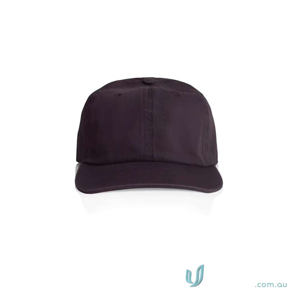 Plain dark purple baseball cap with flat peak, metal clasp, and tonal under-peak lining