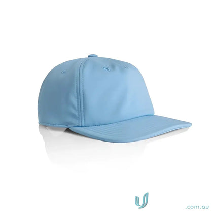 Light blue mid-profile five-panel cap with fleece lining and recycled polyester material