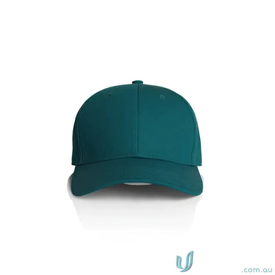 Plain teal green snapback cap with curved peak and tonal under-peak lining