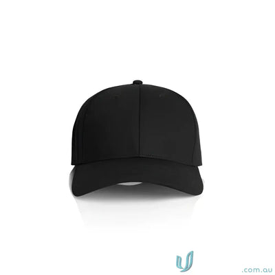 Black snapback cap with curved peak and tonal under-peak lining for a sleek look