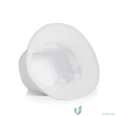 White cotton terry bucket hat with reinforced stitching, perfect for uniforms