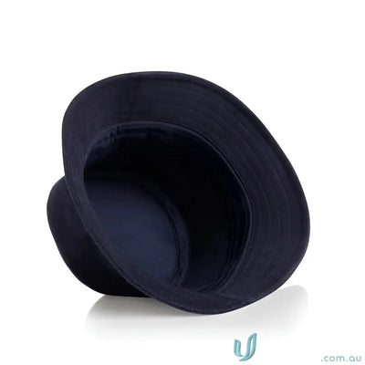 Dark navy blue cotton terry bucket hat with reinforced stitching for uniforms