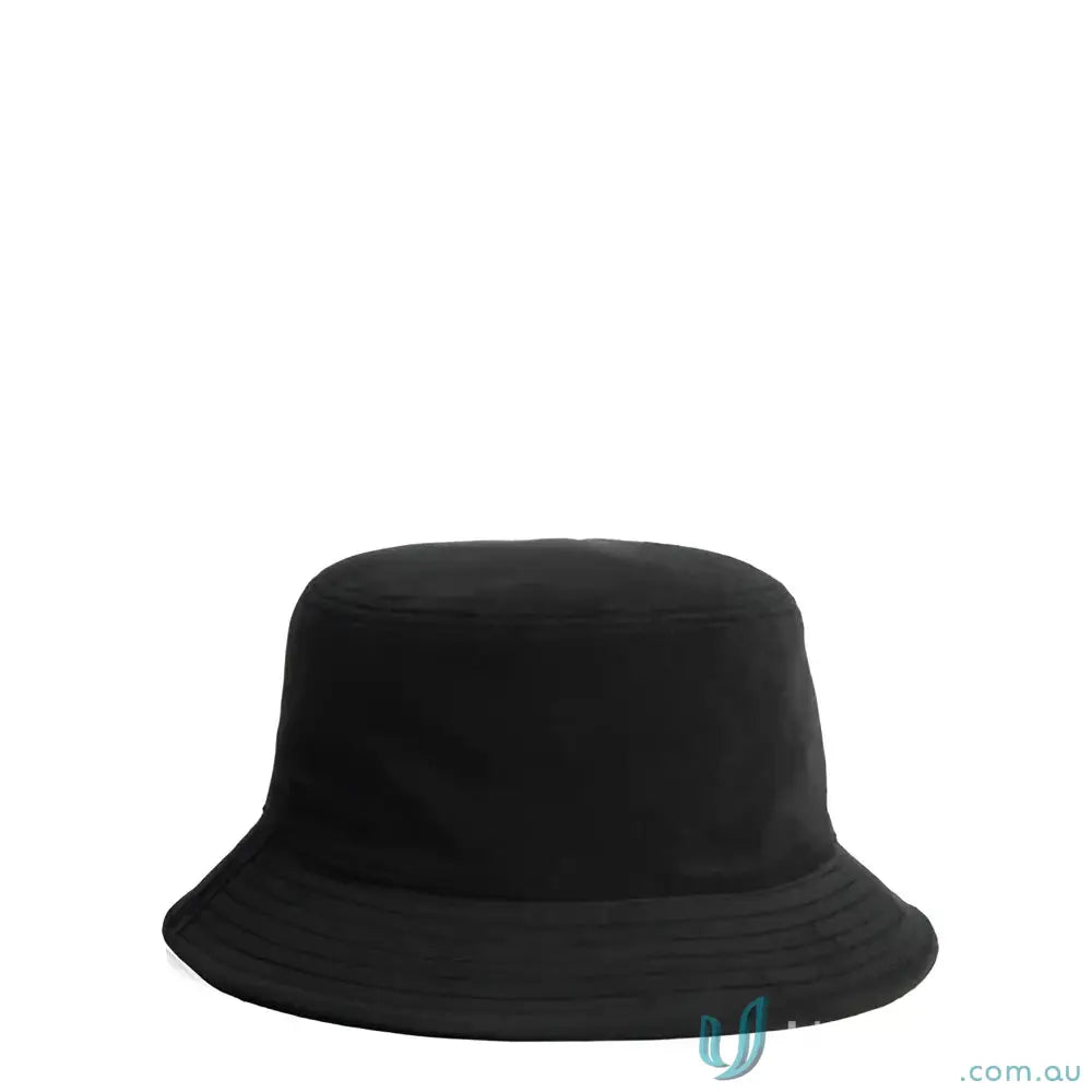 Solid black cotton terry bucket hat with reinforced stitching for stylish uniforms
