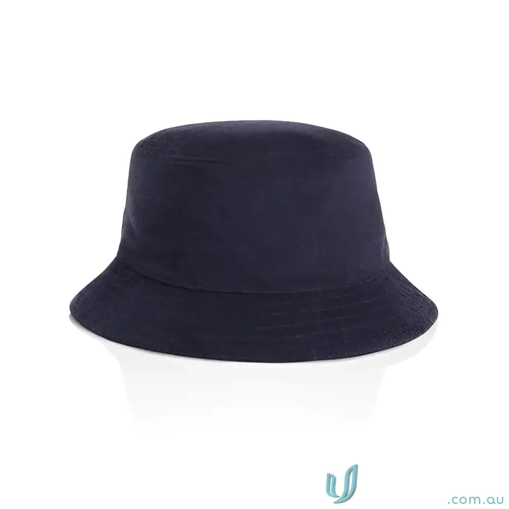 Dark blue cotton terry bucket hat with reinforced stitching, perfect for uniforms