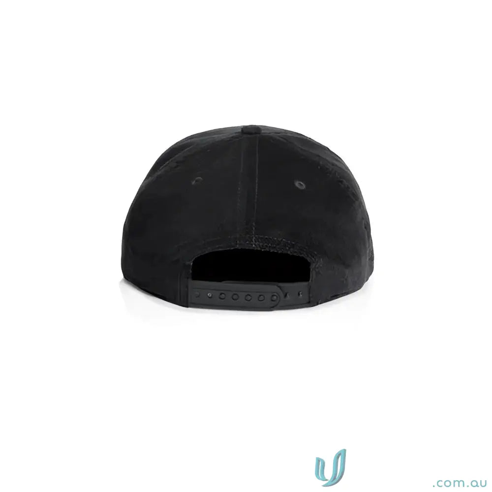 Black unstructured five-panel cap with 16-wale Partridge cord and matte nylon rope detail