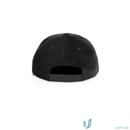 Black unstructured five-panel cap with 16-wale Partridge cord and matte nylon rope detail