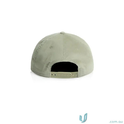 Light green unstructured five-panel cap with 16-wale Partridge cord and matte nylon rope