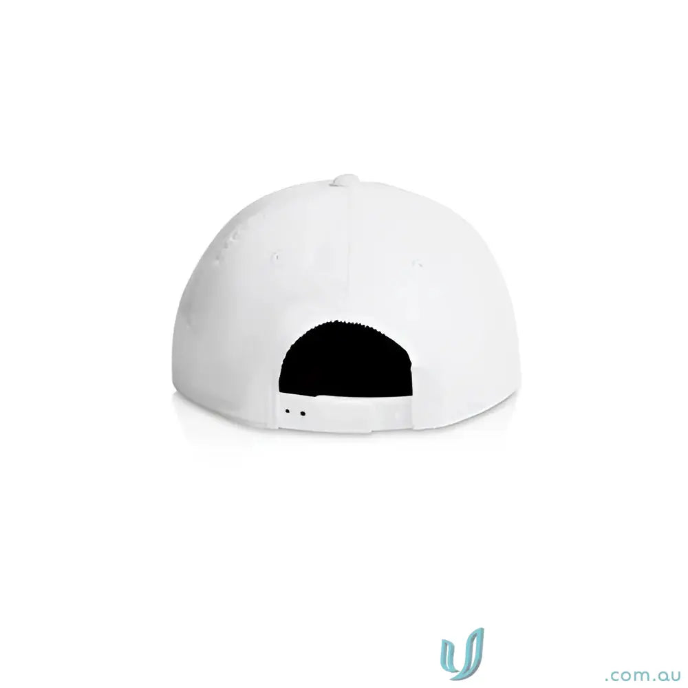 Plain white unstructured five-panel cap with 16-wale Partridge cord and matte nylon rope