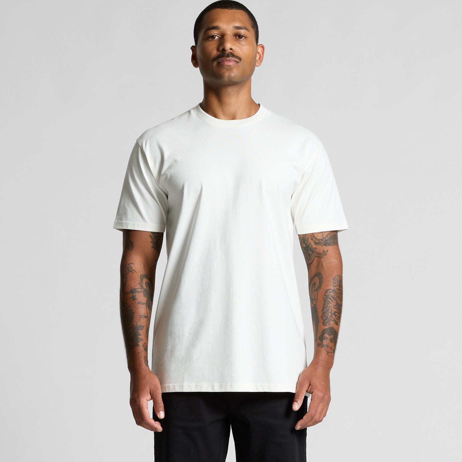 Premium organic heavyweight t-shirt, white crew-neck short sleeve cotton back