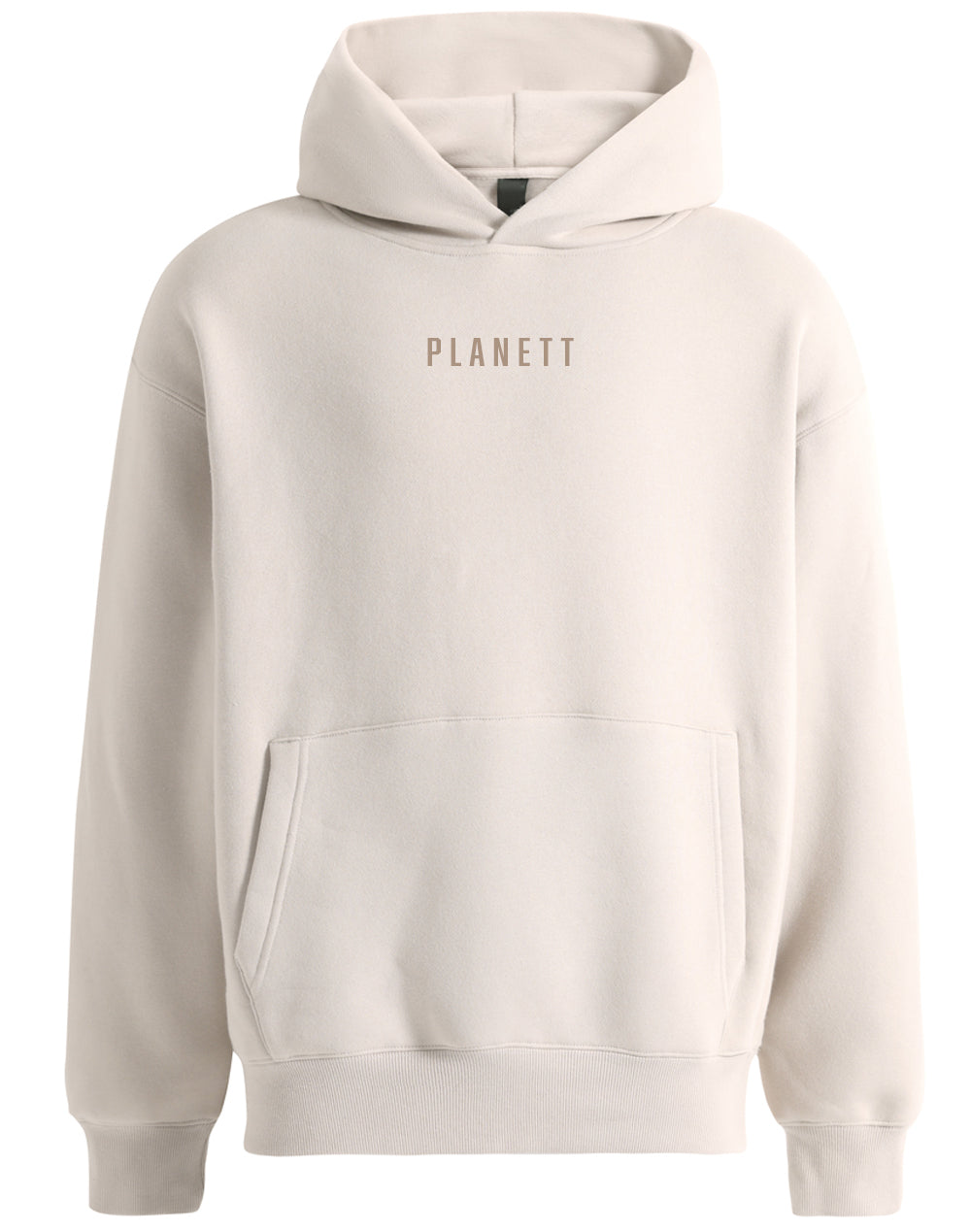 Premium oversized bone hoodie with Planett text on front