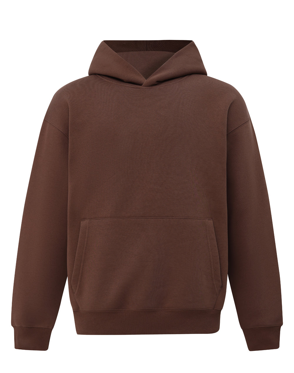 Premium oversized fleece hoodie in minimalist brown with unisex fit