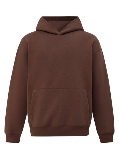 Premium oversized fleece hoodie in minimalist brown with unisex fit